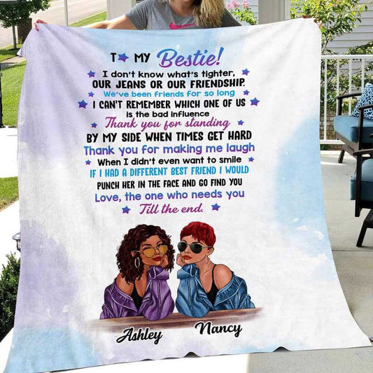 Fleece Blanket Fashion Girls To My Bestie Personalized Fleece Blanket 60" x 80" - BEST SELLER