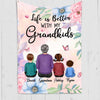 Fleece Blanket Floral Life Is Better With Grandkids Gift For Grandma Personalized Fleece Blanket