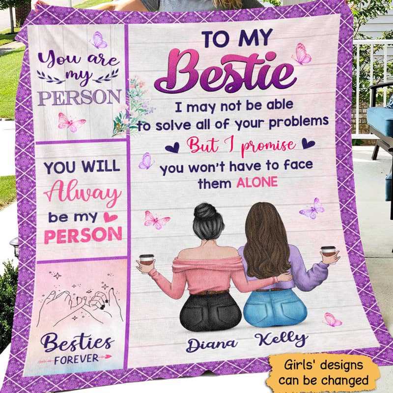 Fleece Blanket Flowers And Butterflies To My Bestie Modern Girls Personalized Fleece Blanket 60" x 80" - BEST SELLER