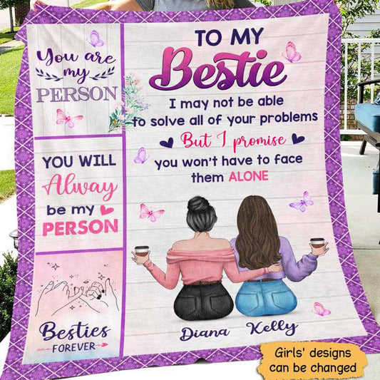 Fleece Blanket Flowers And Butterflies To My Bestie Modern Girls Personalized Fleece Blanket 60" x 80" - BEST SELLER