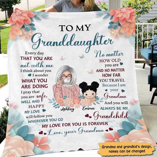 Fleece Blanket From Grandma To My Granddaughter Grandson Personalized Fleece Blanket 30" x 40"