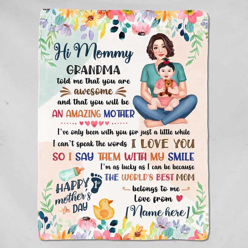 Fleece Blanket Happy First Mother‘s Day Doll Mom And Kid Personalized Fleece Blanket