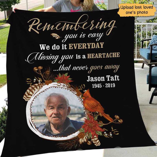 Fleece Blanket Missing You Is Heartache - Photo Memorial Personalized Fleece Blanket 60" x 80" - BEST SELLER