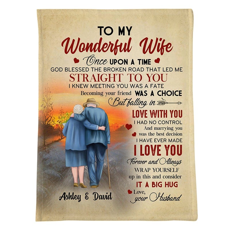 Fleece Blanket My Wonderful Wife Old Couple Personalized Fleece Blanket