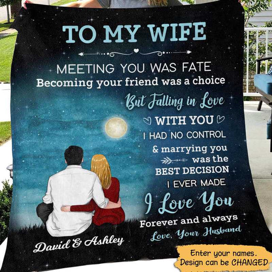 Fleece Blanket Night Sky Dear My Wife Valentine Couple Personalized Fleece Blanket 60" x 80" - BEST SELLER