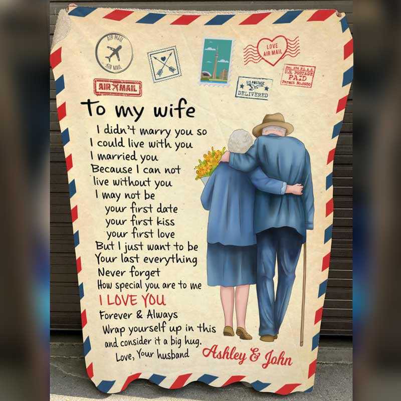 Fleece Blanket Old Couple Letter Valentine Letter Personalized Fleece Blanket