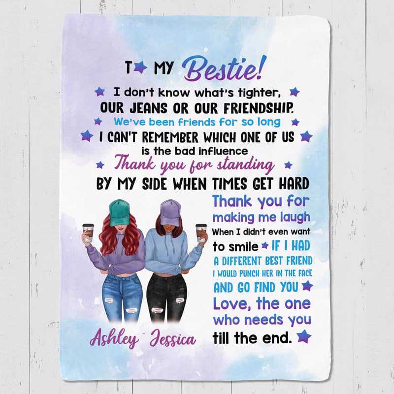 Fleece Blanket To My Bestie Modern Girls Front View Personalized Fleece Blanket
