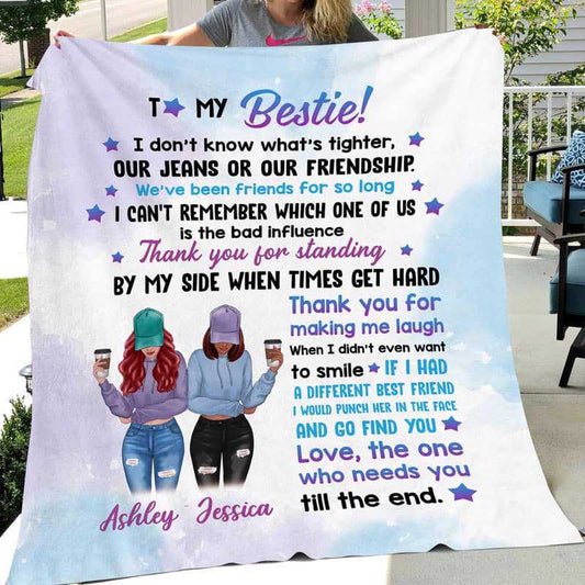 Fleece Blanket To My Bestie Modern Girls Front View Personalized Fleece Blanket 60" x 80" - BEST SELLER