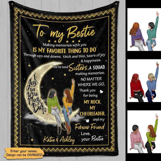 Fleece Blanket To My Besties Sitting Girl Personalized Fleece Blanket 60" x 80" - BEST SELLER