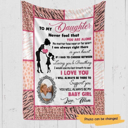 Fleece Blanket To My Daughter Leopard Photo Personalized Fleece Blanket 30" x 40"