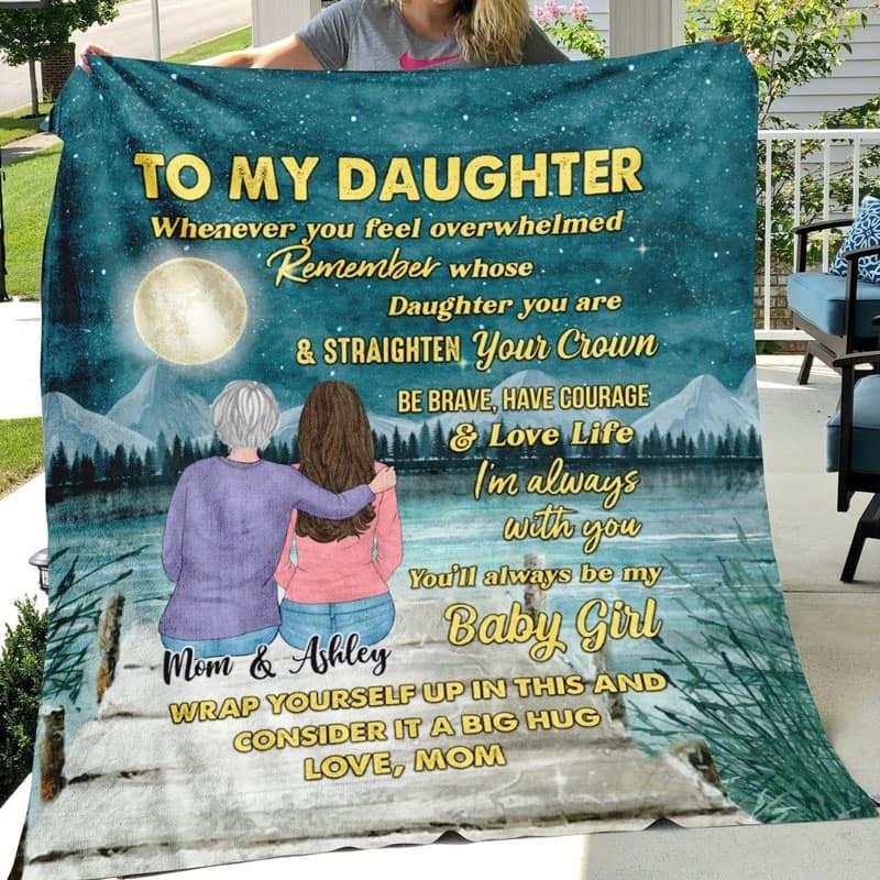 Fleece Blanket To My Daughter Night Moon Personalized Fleece Blanket