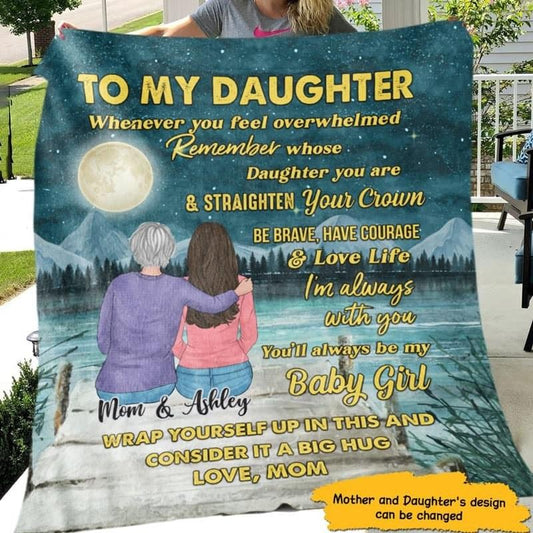 Fleece Blanket To My Daughter Night Moon Personalized Fleece Blanket