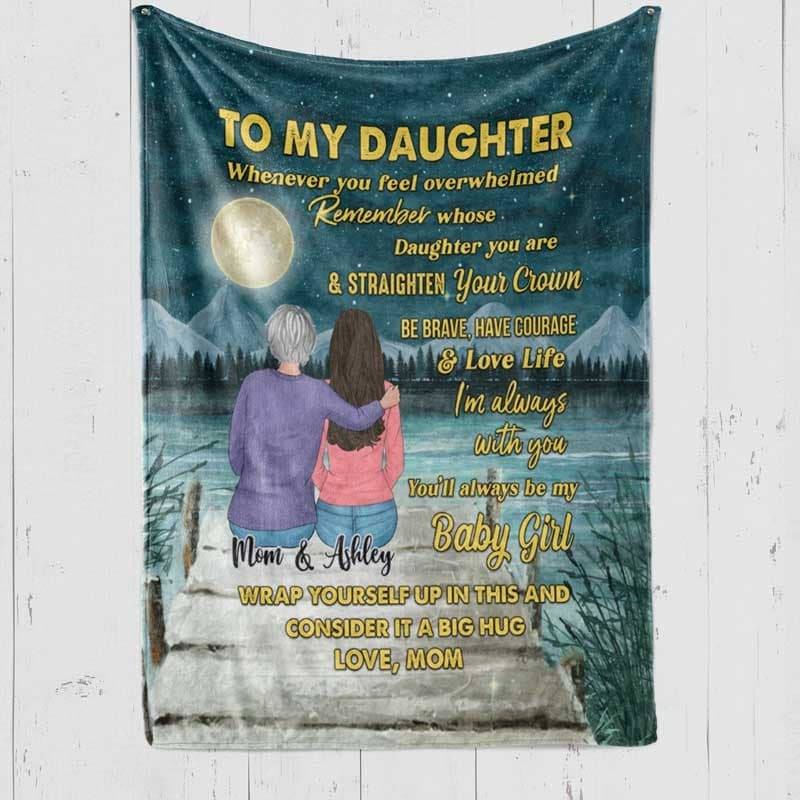 Fleece Blanket To My Daughter Night Moon Personalized Fleece Blanket