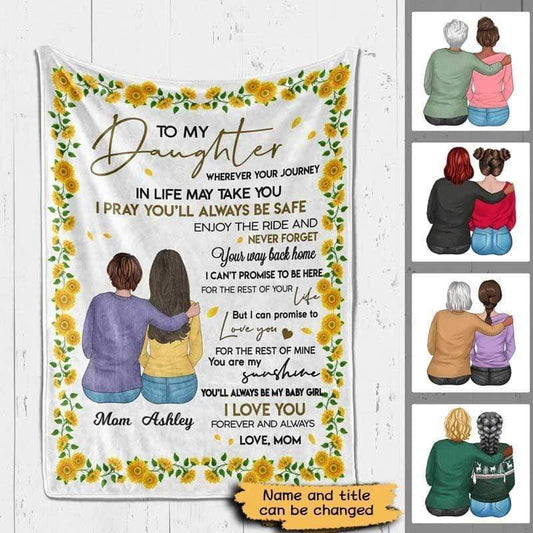 Fleece Blanket To My Daughter Sunflower Personalized Fleece Blanket 60" x 80" - BEST SELLER