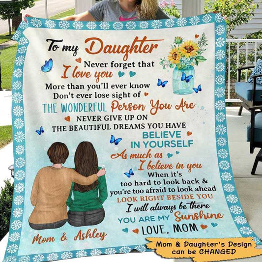 Fleece Blanket To My Daughter Sunflower Pot Personalized Fleece Blanket 60" x 80" - BEST SELLER