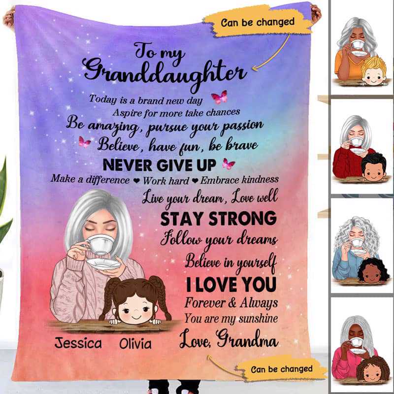 Fleece Blanket To My Granddaughter Grandson Grandma Personalized Fleece Blanket 30" x 40"