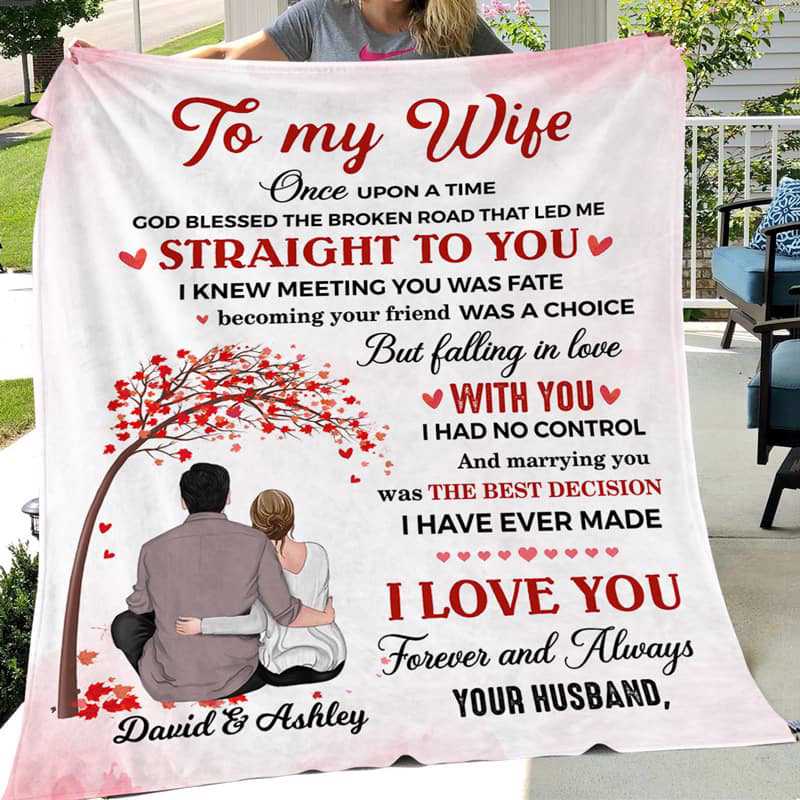 Fleece Blanket To My Wife Couple Valentine Tree Personalized Fleece Blanket