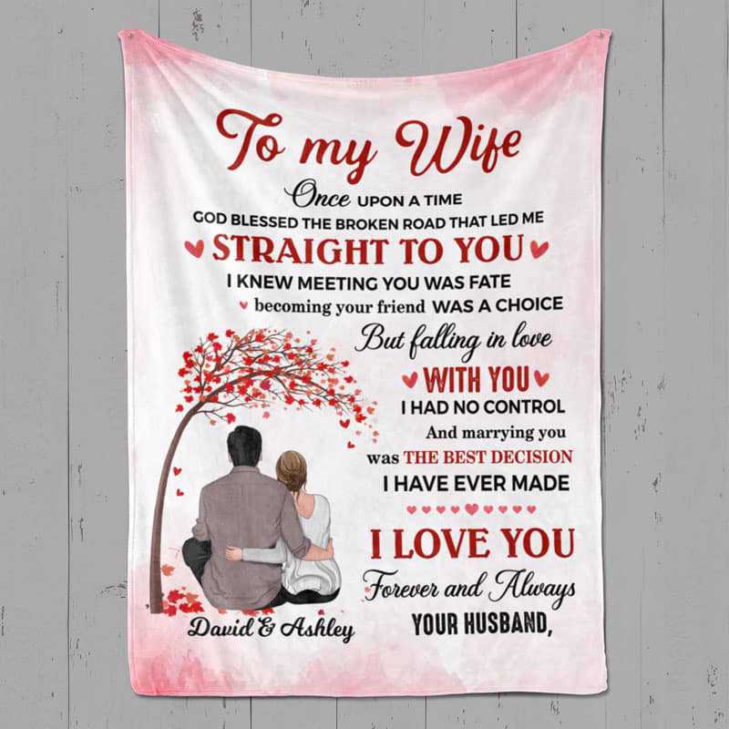 Fleece Blanket To My Wife Couple Valentine Tree Personalized Fleece Blanket