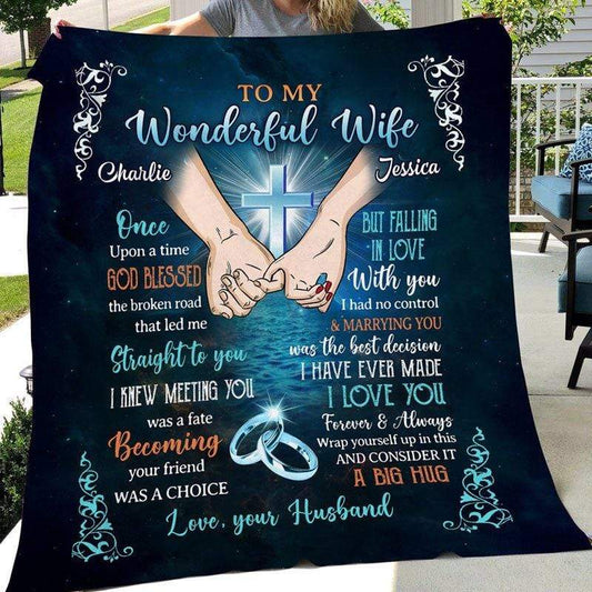 Fleece Blanket To My Wonderful Wife Couple Personalized Fleece Blanket 30" x 40"