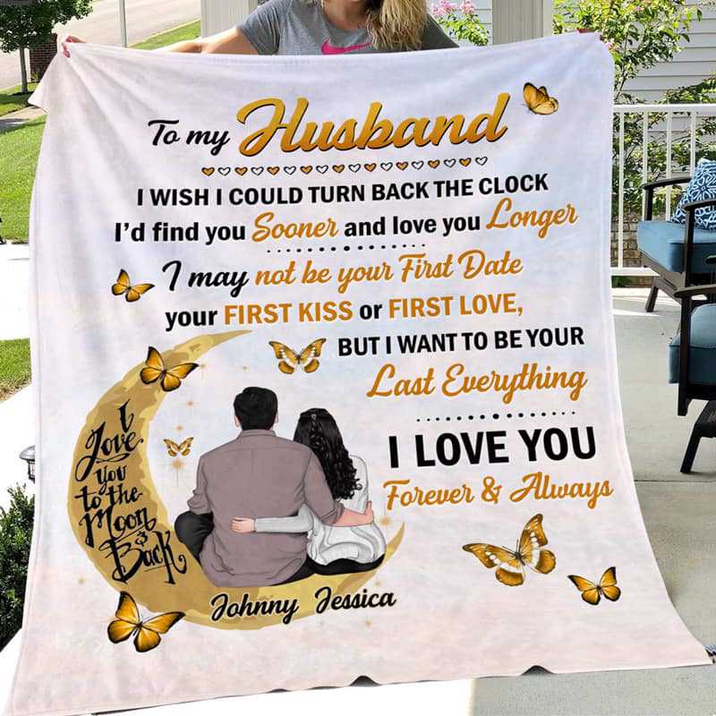 Fleece Blanket To The Moon And Back Couple Personalized Fleece Blanket