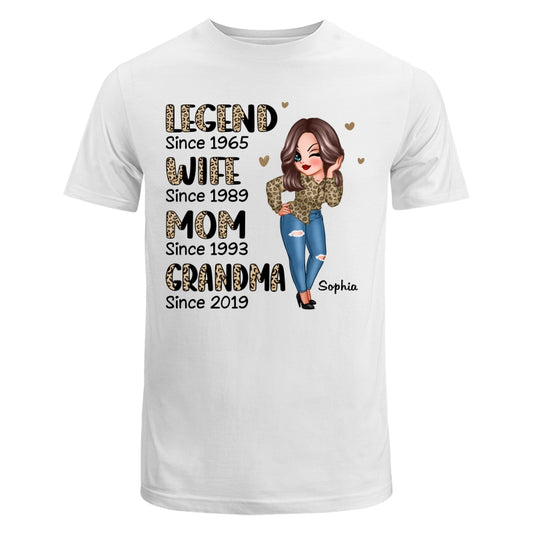 Half Leopard Sassy Legend Wife Mom Grandma Personalized Shirt