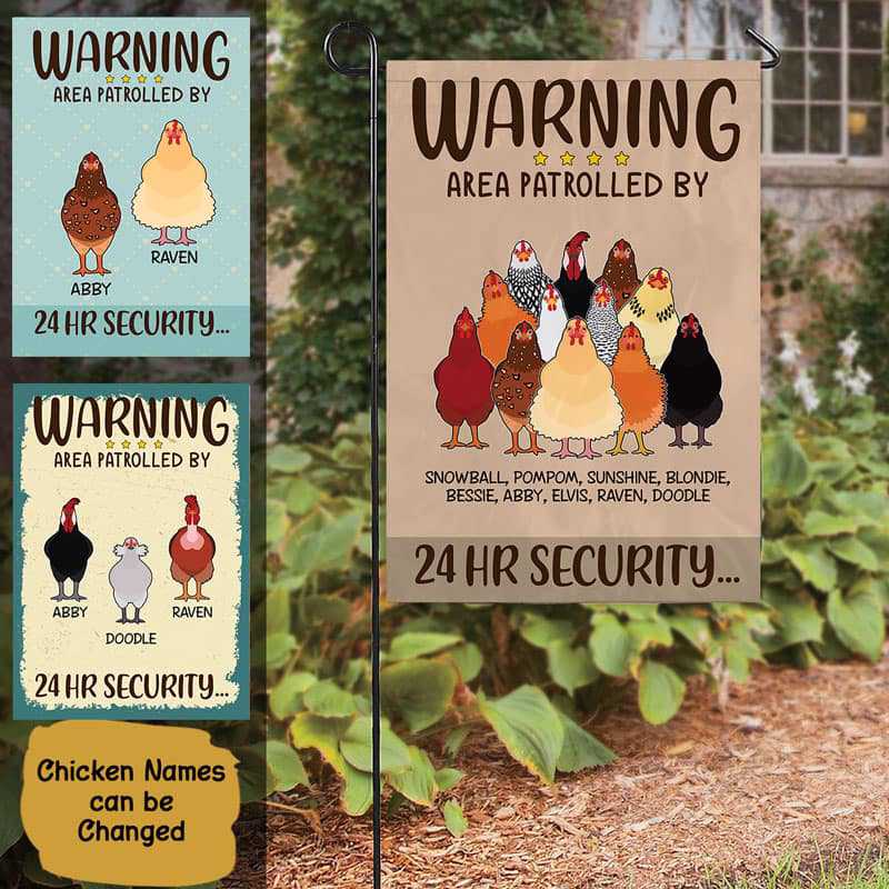 Garden Flag Area Patrolled By Chickens Personalized Garden Flag 12"x18"