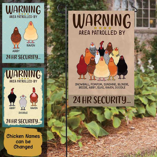 Garden Flag Area Patrolled By Chickens Personalized Garden Flag 12"x18"
