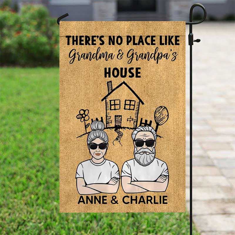 Garden Flag No Place Like Grandpa Grandma Personalized Garden Flag 12"x18"