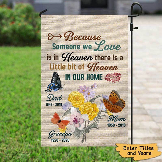 Garden Flag Someone In Heaven Memorial Butterfly Flower Personalized Garden Flag 12"x18"