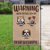 Garden Flag Warning Area Patrolled By Dogs Personalized Garden Flag 12"x18"