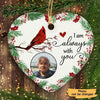 Heart Ornament Always With You Holly Branch Cardinal Personalized Photo Heart Ornament