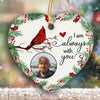 Heart Ornament Always With You Holly Branch Cardinal Personalized Photo Heart Ornament Pack 1