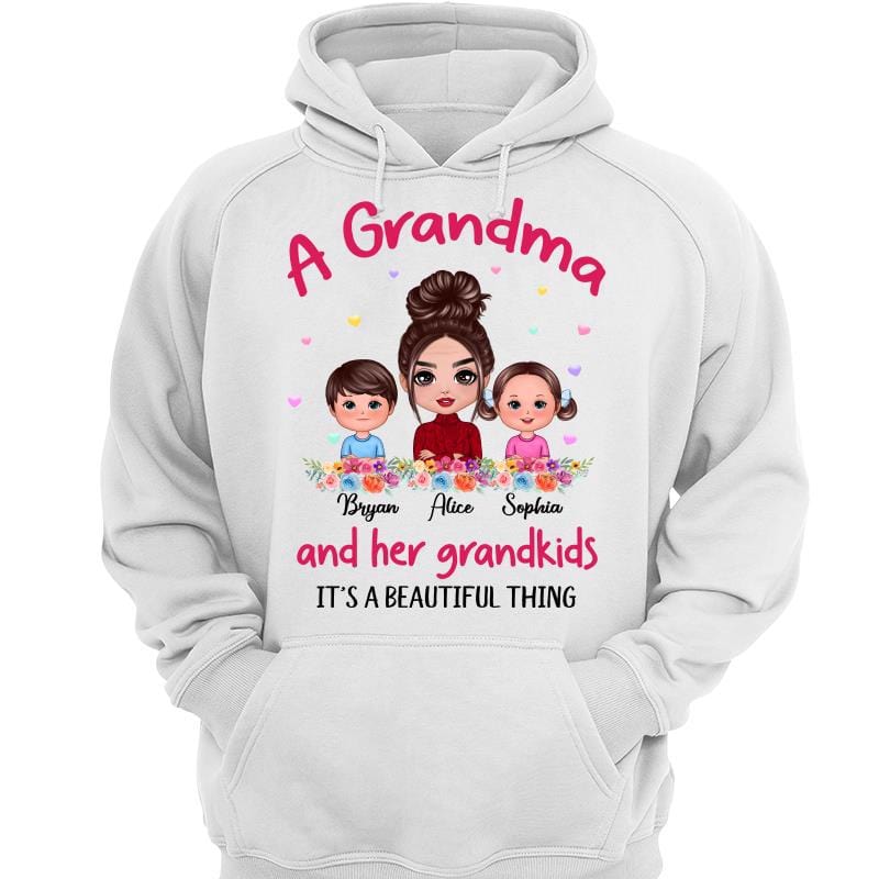 Hoodie & Sweatshirts Doll Grandma & Grandkids Beautiful Thing Personalized Hoodie Sweatshirt Hoodie / White Hoodie / S
