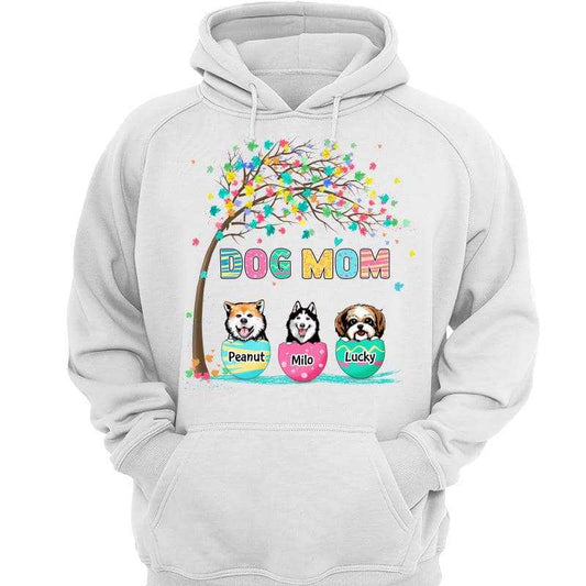 Hoodie & Sweatshirts Easter Peeking Dogs Under Tree Gift For Dog Mom Personalized Hoodie Sweatshirt Hoodie / White Hoodie / S