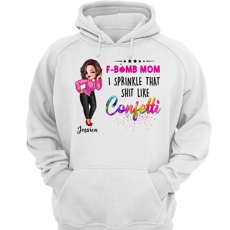 Hoodie & Sweatshirts F Bomb Mom Grandma Sassy Woman Personalized Hoodie Sweatshirt Hoodie / White Hoodie / S