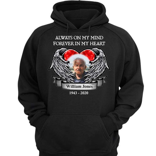 Hoodie & Sweatshirts Forever In My Heart Memorial Family Photo Personalized Hoodie Sweatshirt Hoodie / Black Hoodie / S