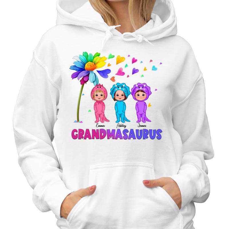 Hoodie & Sweatshirts Grandmasaurus Colorful Daisy Dandelion Mother‘s Day Gift Personalized Hoodie Sweatshirt