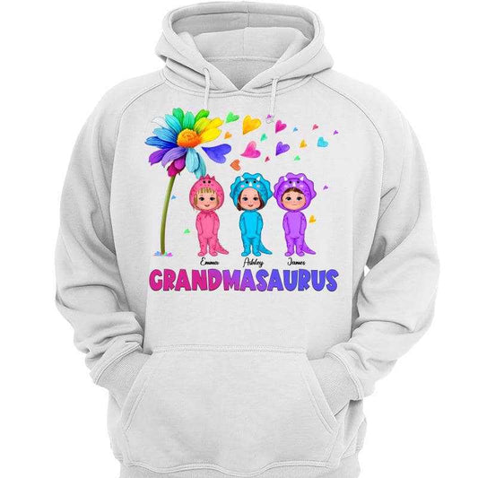 Hoodie & Sweatshirts Grandmasaurus Colorful Daisy Dandelion Mother‘s Day Gift Personalized Hoodie Sweatshirt Hoodie / White Hoodie / S