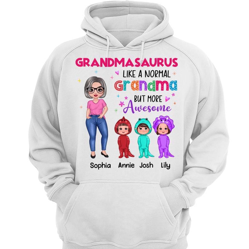 Hoodie & Sweatshirts Grandmasaurus Doll Kids Mother's Day Gift Personalized Hoodie Sweatshirt Hoodie / White Hoodie / S