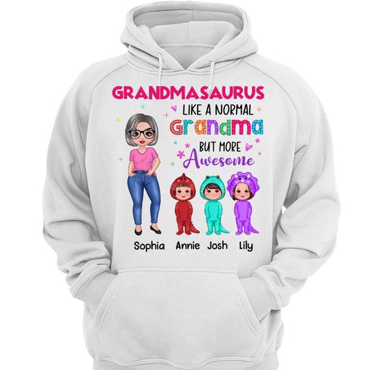 Hoodie & Sweatshirts Grandmasaurus Doll Kids Mother's Day Gift Personalized Hoodie Sweatshirt Hoodie / White Hoodie / S