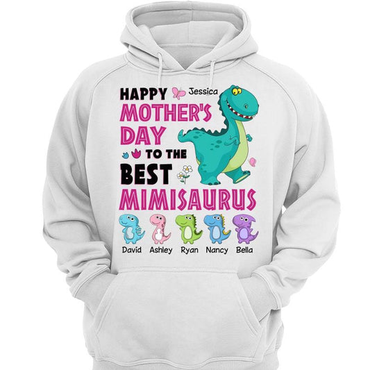 Hoodie & Sweatshirts Happy Mother‘s Day To The Best Grandmasaurus Personalized Hoodie Sweatshirt Hoodie / White Hoodie / S