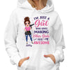 Hoodie & Sweatshirts Just A Girl Who Makes Other Girls Feel Awesome Hair Dresser Gift Personalized Hoodie Sweatshirt