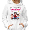Hoodie & Sweatshirts Love Is Being Called Doll Grandma And Grandkids Personalized Hoodie Sweatshirt 1