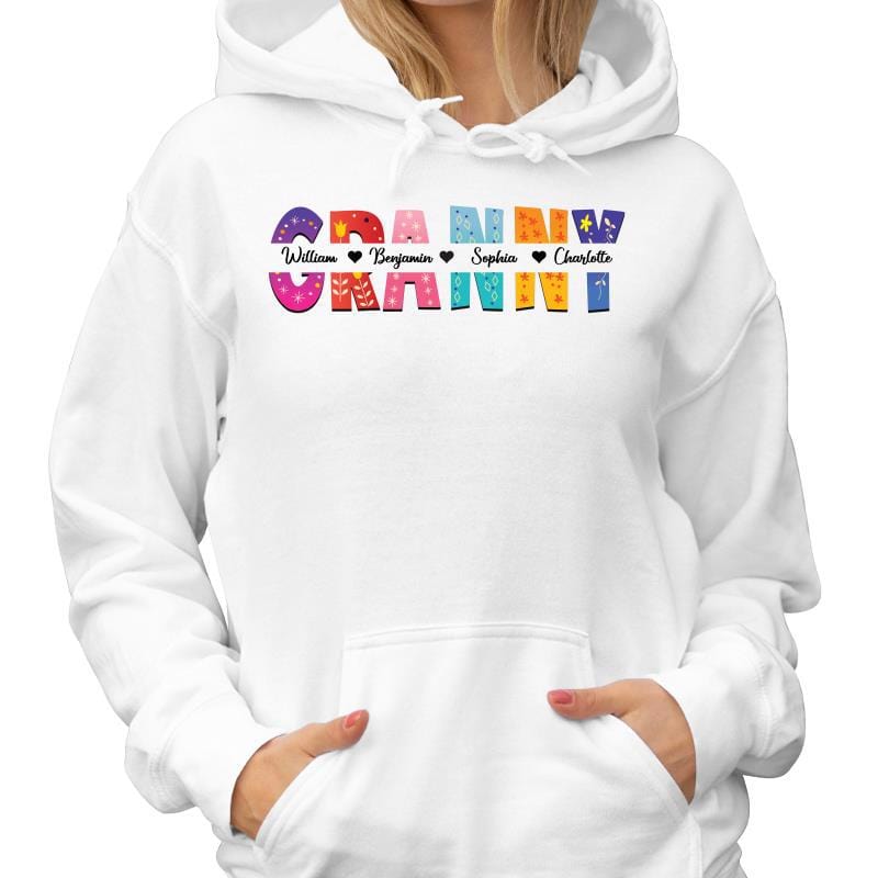 Hoodie & Sweatshirts Mom Grandma Colorful Pattern Cut Through Mother‘s Day Personalized Hoodie Sweatshirt