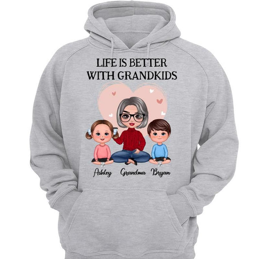 Hoodie & Sweatshirts Pink Heart Doll Grandma Better With Grandkids Personalized Hoodie Sweatshirt Hoodie / Ash Hoodie / S