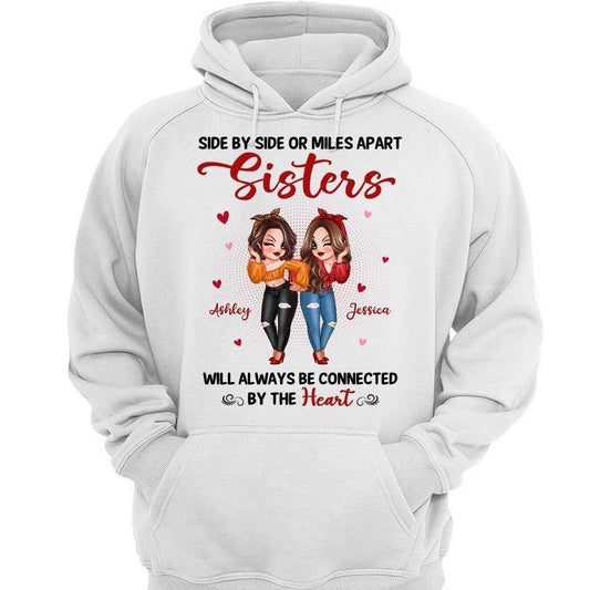 Hoodie & Sweatshirts Pretty Women Sisters Connect By Heart Personalized Hoodie Sweatshirt Hoodie / White Hoodie / S