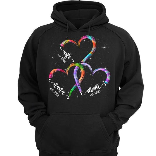 Hoodie & Sweatshirts Wife Mom Grandma Hearts Personalized Hoodie Sweatshirt Hoodie / Black Hoodie / S
