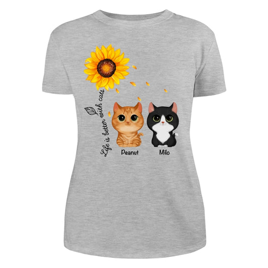Watercolor Cute Cats Under Sunflower Personalized Shirt