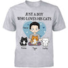Kid Apparel Just A Boy Loves Cats Personalized Youth Shirt