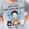 Kid Apparel Just A Boy Loves Cats Personalized Youth Shirt